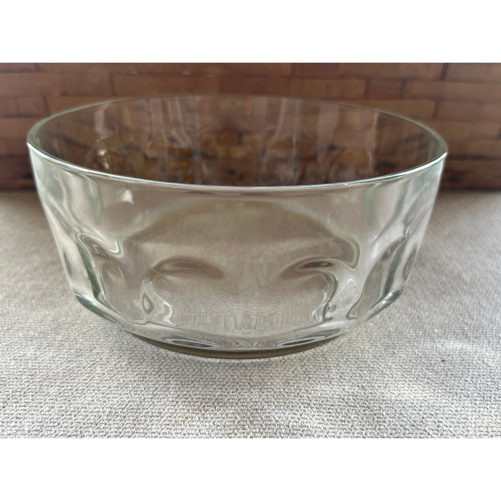 Vintage Arcoroc France Glass Thumbprint‎ Coin Dot Serving Bowl 7 Inch Round